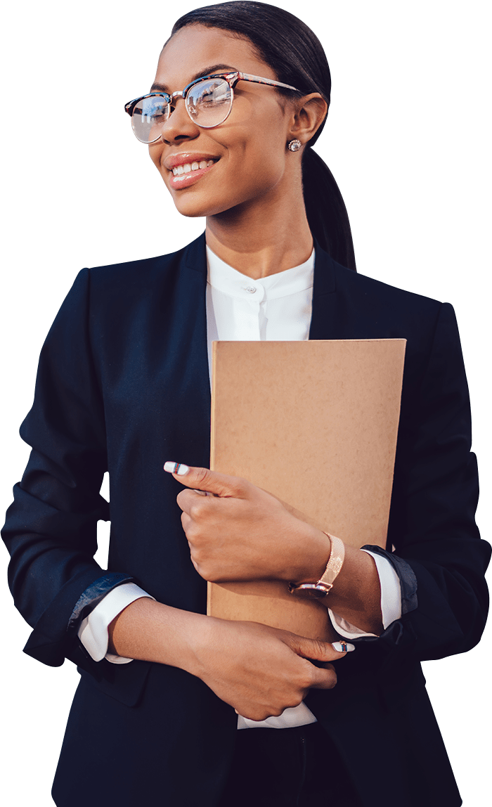 woman holding a folder