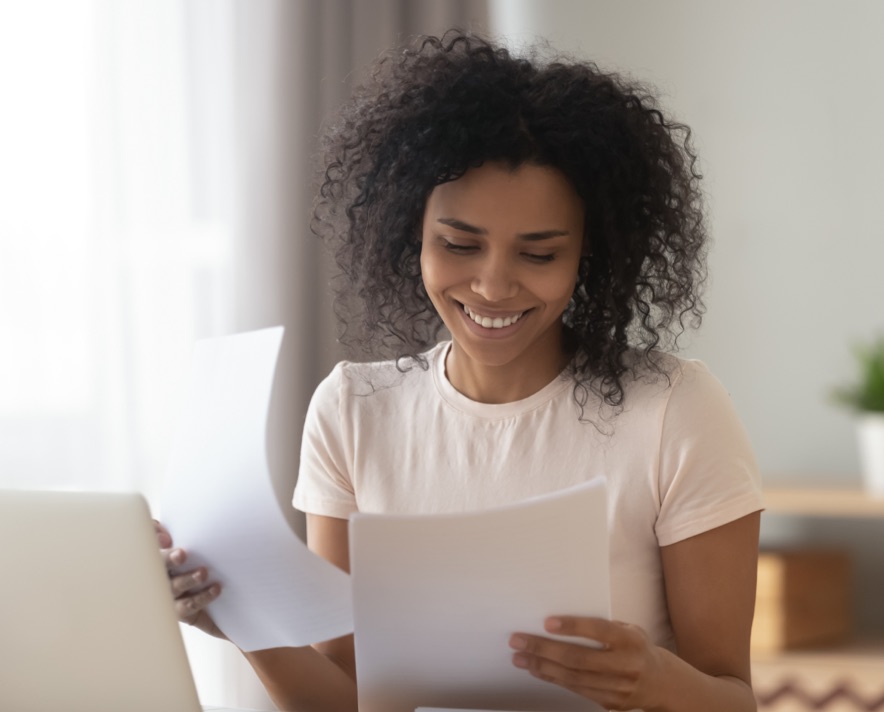 woman reading documents