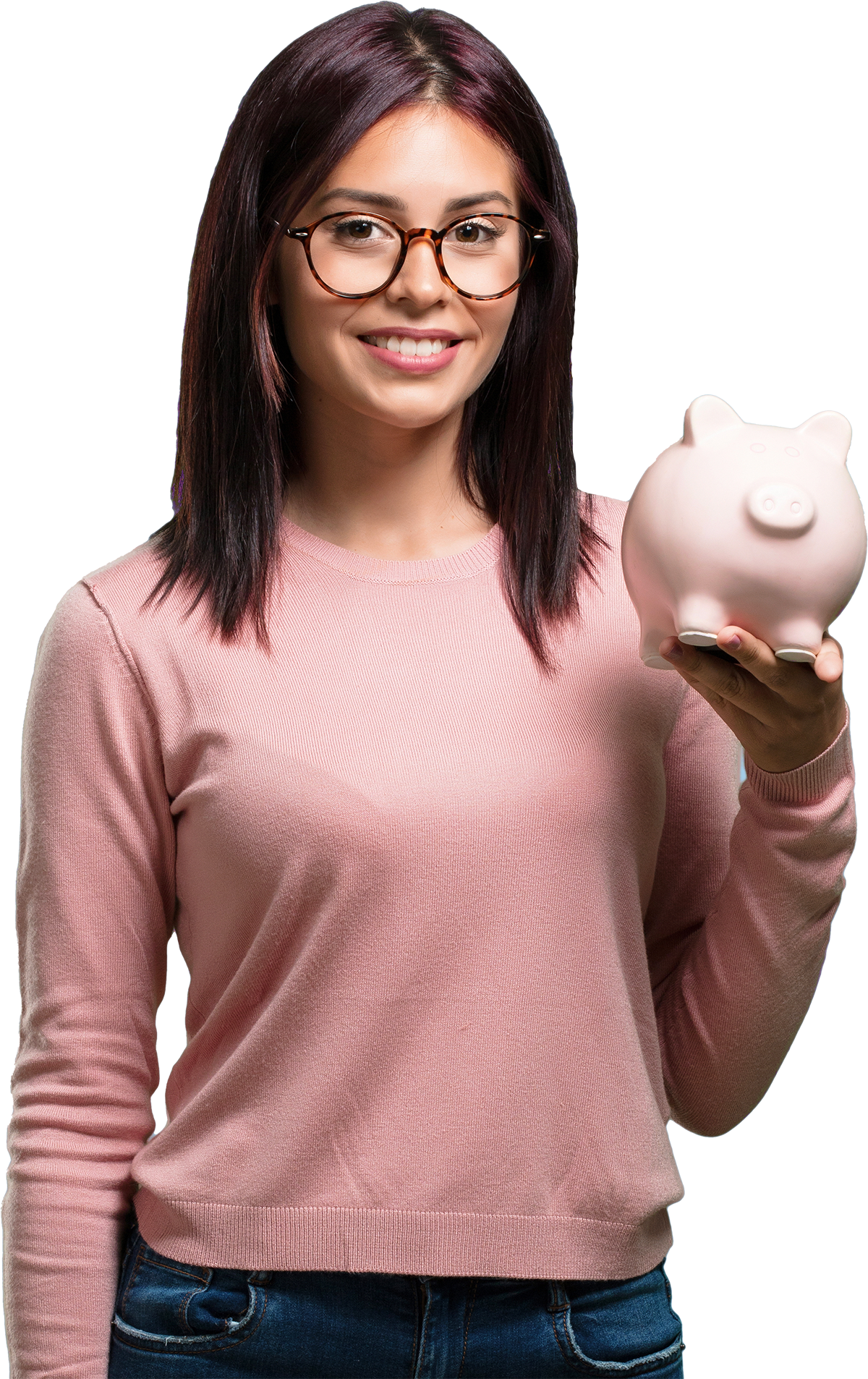 woman with a piggy bank