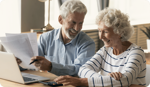 couple reading documents